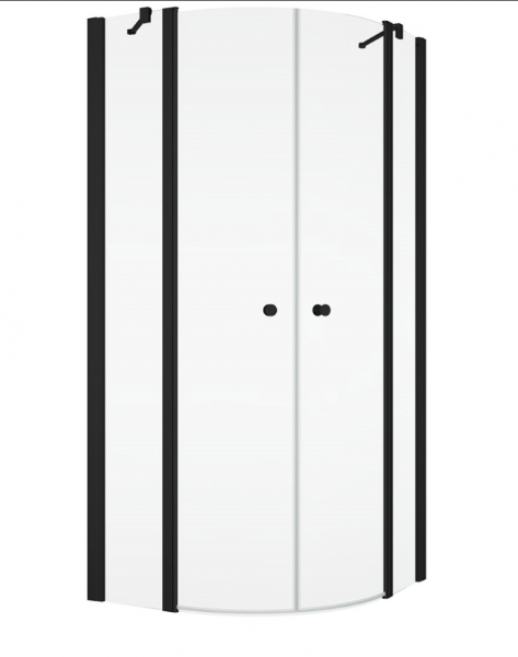Ronal kabina półokrągła dwuczęściowa 100x200 cm, szkło przezroczyste, profile BLACK LINE czarny mat SOR501000607