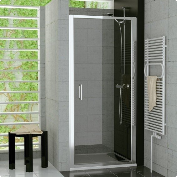 SanSwiss Top-Line drzwi jednoczęściowe 60-90cm profil srebrny mat szkło poziomy pas satynowy TOPPSM10151