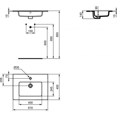 Ideal Standard Tempo umywalka 61x45 cm meblowa E066801