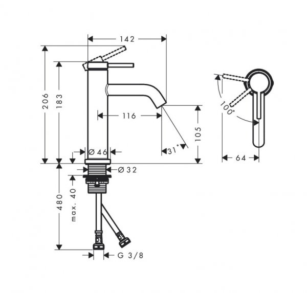 Hansgrohe Tecturis S Jednouchwytowe baterie umywalkowe Brąz Szczotkowany 73312140