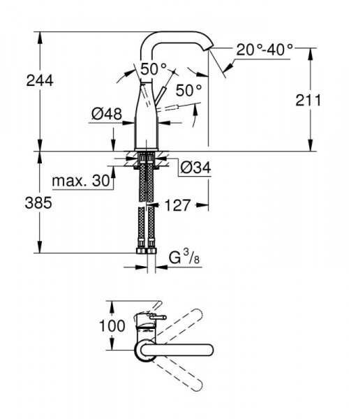 Grohe Essence Bateria umywalkowa bez korka phantom black 24177KF1
