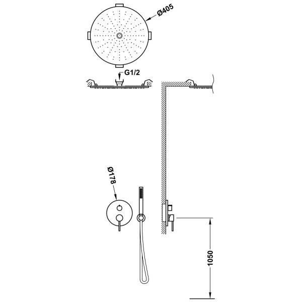 Tres STUDY Zestaw baterii jednouchwytowej podtynkowej 3-drożnej Rapid-box prysznicowej 26237301NM