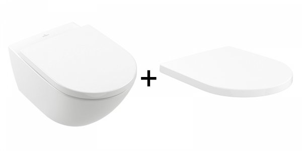 Villeroy &amp; Boch Subway 3.0 Zestaw Combi-Pack Toaleta WC 56x37 cm bez kołnierza + deska wolnoopadająca biała Ceramicplus 4670TSR1  VB091104