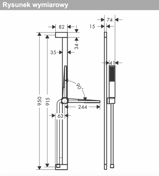 Hansgrohe Pulsify E Zestaw prysznicowy 100 1jet EcoSmart z drążkiem 90 cm biały mat 24380700