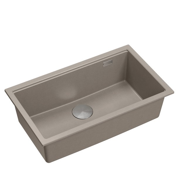 Quadron LOGAN 110 GraniteQ zlewozmywak soft taupe 76x44x23,5 cm 1-komorowy podwieszany z syfonem manualnym stal szlachetna HQD7644U4BSU