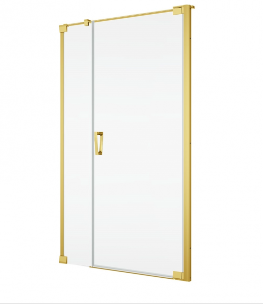 Ronal Sanswiss drzwi wahadłowe jednoczęściowe prawe ze ścianką stałą w linii 110x200 cm, szkło przezroczyste, profile GOLD LINE złoty CA31CD1101207