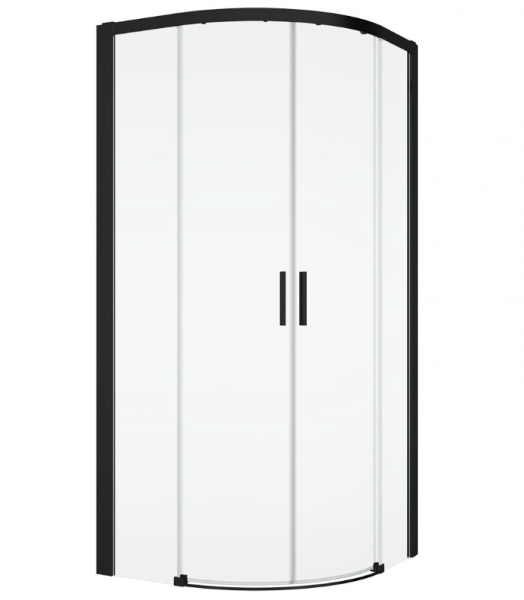 Ronal kabina półokrągła z drzwiami rozsuwanymi 100x200 cm, szkło przezroczyste, profile BLACK LINE czarny mat TLSR551000607