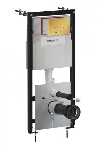 Omnires Flush Set STRONGFRAME stelaż podtynkowy do miski toaletowej + MINIMAL przycisk spłukujący złoty połysk STFWC1MRGL