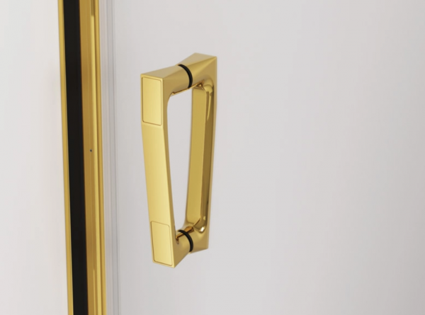 Ronal Sanswiss drzwi wahadłowe jednoczęściowe prawe ze ścianką stałą w linii 140x200 cm, szkło przezroczyste, profile GOLD LINE złoty CA31CD1401207