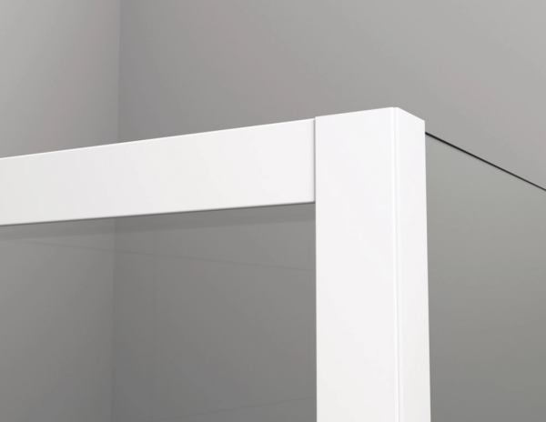 Ronal Sanswiss drzwi wahadłowe jednoczęściowe lewe ze ścianką stałą w linii 140,1-200x0-200 cm, szkło przezroczyste, profile WHITE LINE biały mat CA31CGSM20907