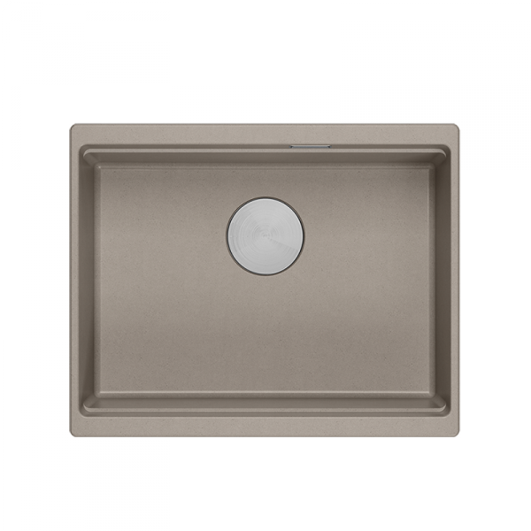 Quadron LOGAN 100 GraniteQ zlewozmywak soft taupe 56x45x21,5 cm 1-komorowy podwieszany z syfonem manualnym stal szlachetna HQJ6045U4BSU