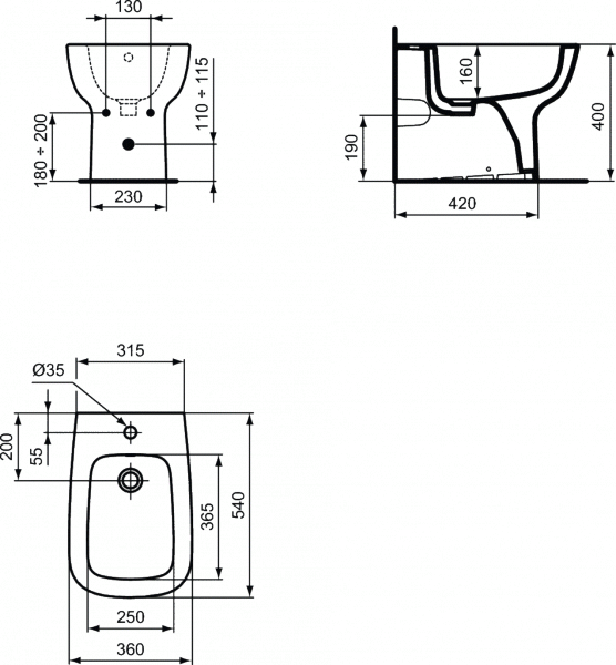 IDEAL STANDARD ESEDRA Bidet stojący T281301