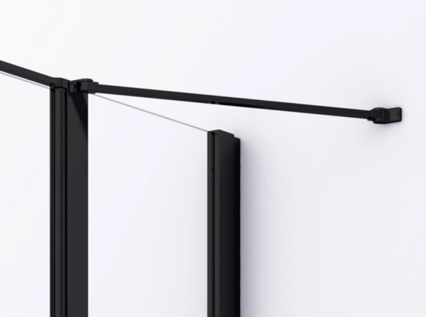 Ronal drzwi wahadłowe jednoczęściowe ze ścianką stałą w linii 110x200 cm, szkło przezroczyste, profile BLACK LINE czarny mat D22T31080300607