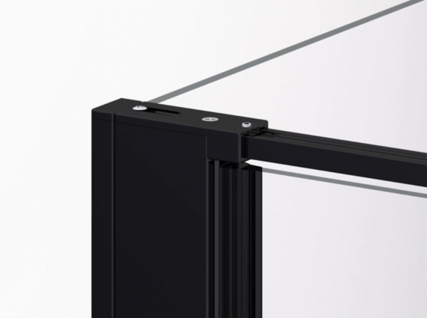 Ronal drzwi wahadłowe jednoczęściowe z elementem stałym w linii 100x200 cm, szkło przezroczyste, profile BLACK LINE czarny mat D22T13070300607