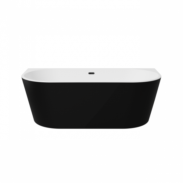 Besco Vica New B&amp;W wanna wolnostojąca czarno/biała 160 + klik-klak chrom z przelewem slim WAS16VNB