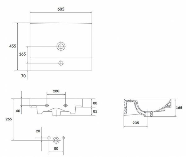 Cersanit LARGA Umywalka meblowa 60 cm K120-009