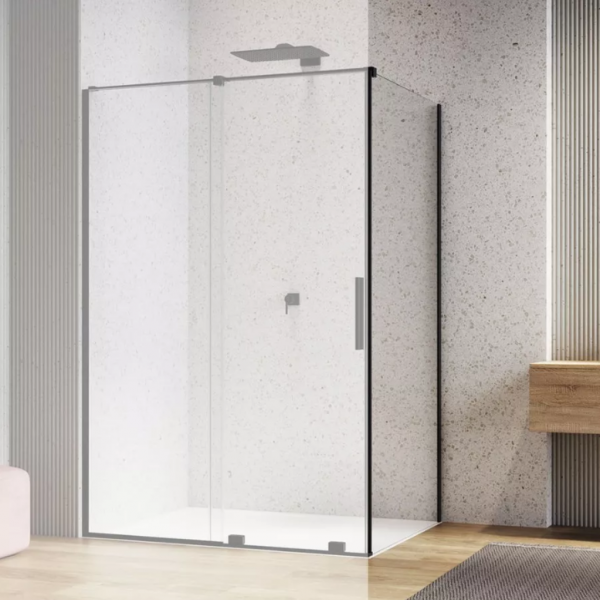 Ronal  Sanswiss Amalia ścianka prysznicowa 80 cm boczna do drzwi czarny mat D35F30800607