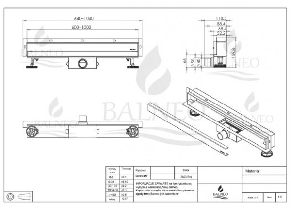 Balneo W-Drain NEXT1000 INOX odpływ liniowy ścienny 100 cm inox A0301010102-5 MAGAZYN WYSYŁKA 24H