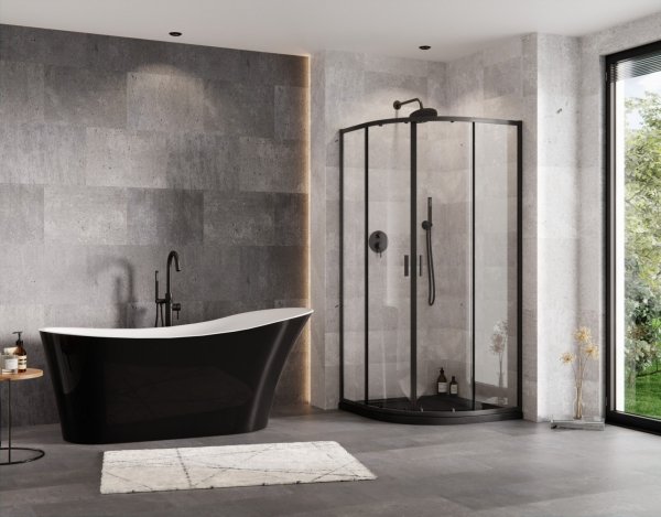 Besco Zarya Black kabina półokrągła 80 ZPB80190C