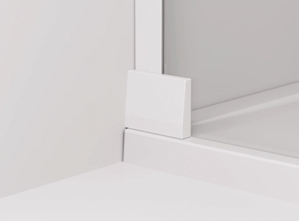 Ronal Sanswiss drzwi wahadłowe jednoczęściowe z elementem stałym w linii 60-140x0-200 cm, szkło przezroczyste, profile WHITE LINE biały mat CA13GSM10907
