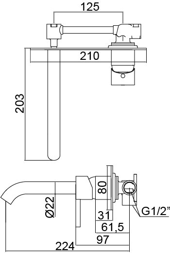 AQG Urban Bateria umywalkowa podtynkowa One z wylewką RD chrom 01URB170CR