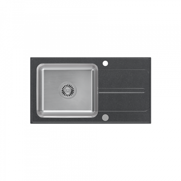 Quadron RALPH 111 Fusion GraniteQ black dotted (czarny) z komorą stalową (780x430x190) z syfonem manualnym i zaślepką FUSR7843CZ