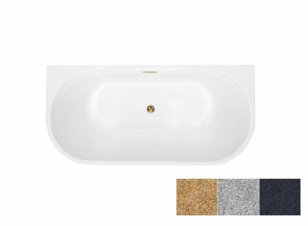 Besco Vica New Glam Srebrny wanna wolnostojąca 150 + klik-klak biały z przelewem slim WA150VNSZ