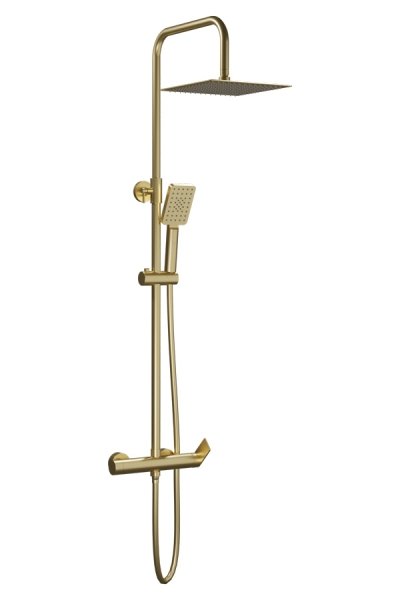 AQG System prysznicowy Nite Szczotkowane złoto z uchwytem Alpha, Deszczownica Atlas 25 x 25, Szczotkowane złoto 21NITC25ALA09