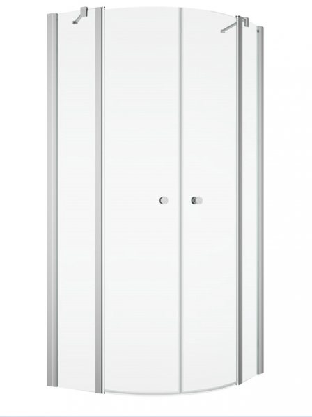 Ronal kabina półokrągła dwuczęściowa 100x200 cm, szkło przezroczyste, profile srebrny połysk SOR501005007