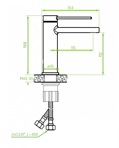 Laveo  PINAR  bateria umywalkowa kolor czarny BAW 722D