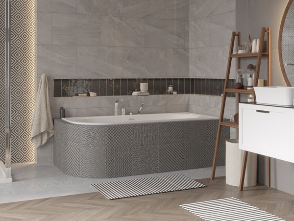 Besco Avita Slim+ wanna asymetryczna 180 Lewa + syfon z przelewem gun metal WAV180LPG