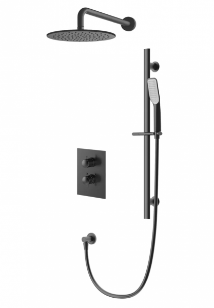 VEDO ALETTA NERO Kompletny system natryskowy podtynkowy IV TERMO deszczownica o śr. 30 cm VBA5224/30/CZ/TERMO czarny mat