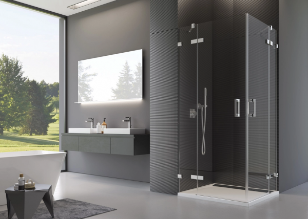 Ronal Sanswiss wejście narożne dwuczęściowe 75-120x200 cm, szkło przezroczyste, profile chrom PUE2DSM11007