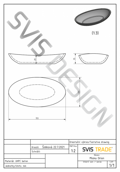 S.V.I.S.Design MISKA 19 CM ORION BASIC - JASNOSZARY, BEZ DEKORU, BEZ LAKIERU