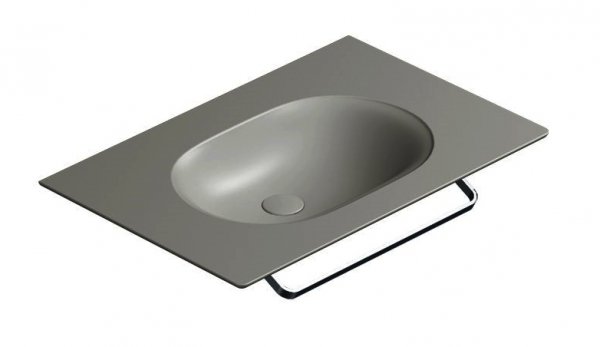 Catalano SFERA umywalka ścienna 75x50cm z kompletem mocowań ciemny szary mat 0520760032