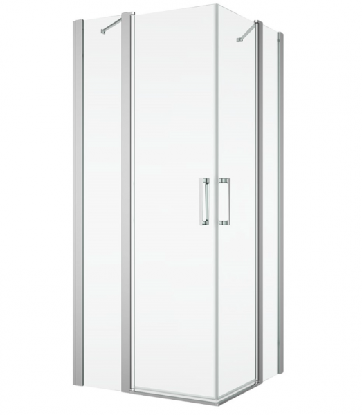 Ronal wejście narożne dwuczęściowe, drzwi wahadłowe z elementem stałym 90x200 cm, szkło przezroczyste, profile srebrny połysk D22DE2B0905007