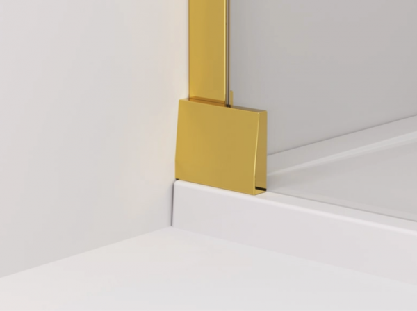 Ronal Sanswiss drzwi wahadłowe dwuczęściowe z profilem przyściennym 90x200 cm, szkło przezroczyste, profile GOLD LINE złoty CA2C0901207
