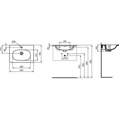 Ideal Standard Tesi umywalka 62,5x45 cm prostokątna biała T351001