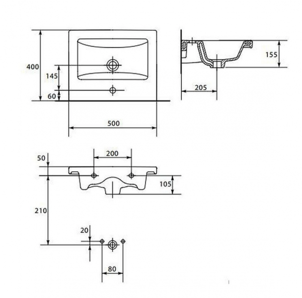 Umywalka meblowa 50 Como Cersanit (K32-002-BOX)