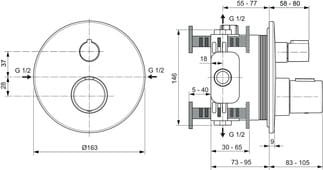 Ideal Standard Ceratherm T100 Bateria Termostatyczna Natryskowa Podtynkowa Czarny mat A5813XG