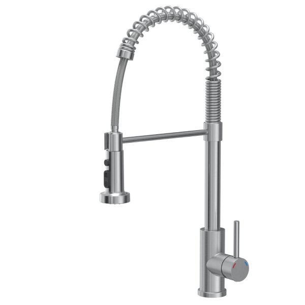 Quadron Bateria kuchenna ALICE – stalowa, stal szlachetna, obrotowa, ruchoma wylewka, z prysznicem 52138BS