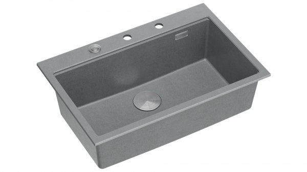 Quadron MARC 110 WORKSTATION GraniteQ zlewozmywak 1-komorowy 760*500*235 mm silver stone + syfon push to open + dozownik stal szcz.+ wkładka ociekowa+ Qmata +deska/ elementy stalowe HQM7650U5BS