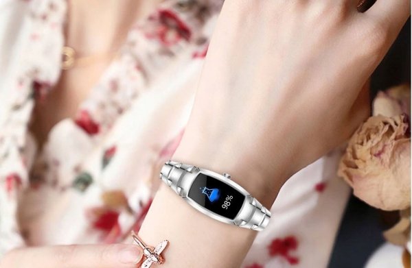 Smartwatch damski Farrot H8 pro bransoleta srebrna