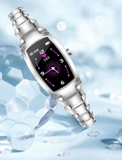 Smartwatch damski Farrot H8 pro bransoleta srebrna