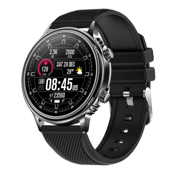 Smartwatch męski Farrot CF81 kroki puls ciśnienie skóra czarna