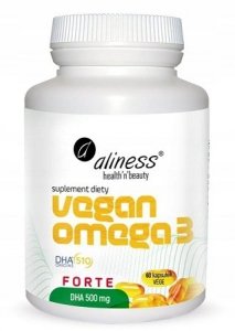 Vegan Omega 3 Forte DHA 500mg Aliness 60 kaps DHA