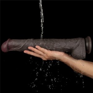 14.5&#039;&#039; Dual Layered Bendable Silicone Cock XXL(Black)