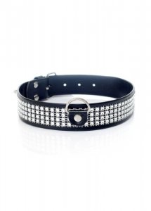 Fetish B - Series Collar with crystals 3 cm silver