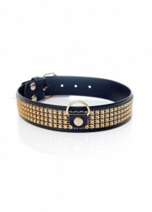 Fetish B - Series Collar with crystals 3 cm gold