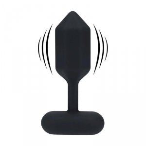 Hexagonal Vibrating Silicone Anal Plug - L - Black